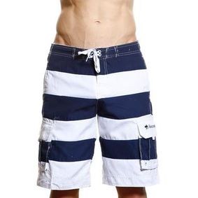 Фото Мужские пляжные шорты Abercrombie&Fitch белые в синию полоску