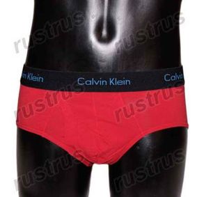 Фото Мужские трусы брифы красные с черной резинкой Calvin Klein CK00487