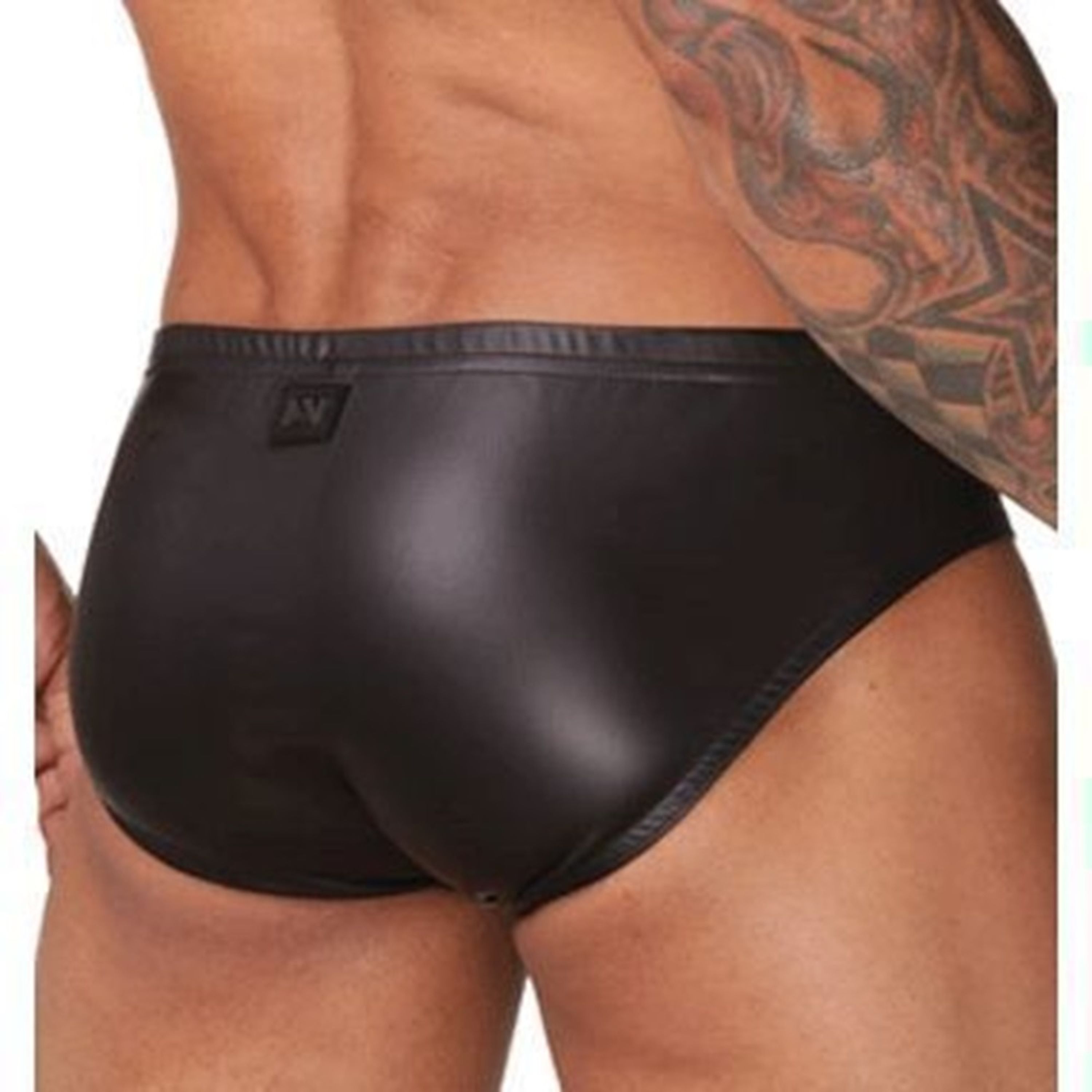 Мужские трусы слипы черные под кожу N2N Leather Black Euro Cut Brief N2N0002 фото 4