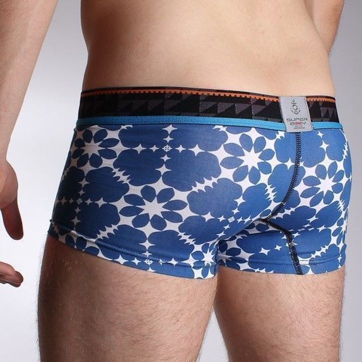 Мужские трусы боксеры синие с узором Superbody Blue Boxer фото 2