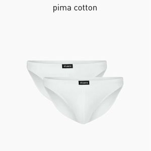 Фото Мужские трусы слипы мини белые набор 2 в1 ATLANTIC Basic 2BMP-014