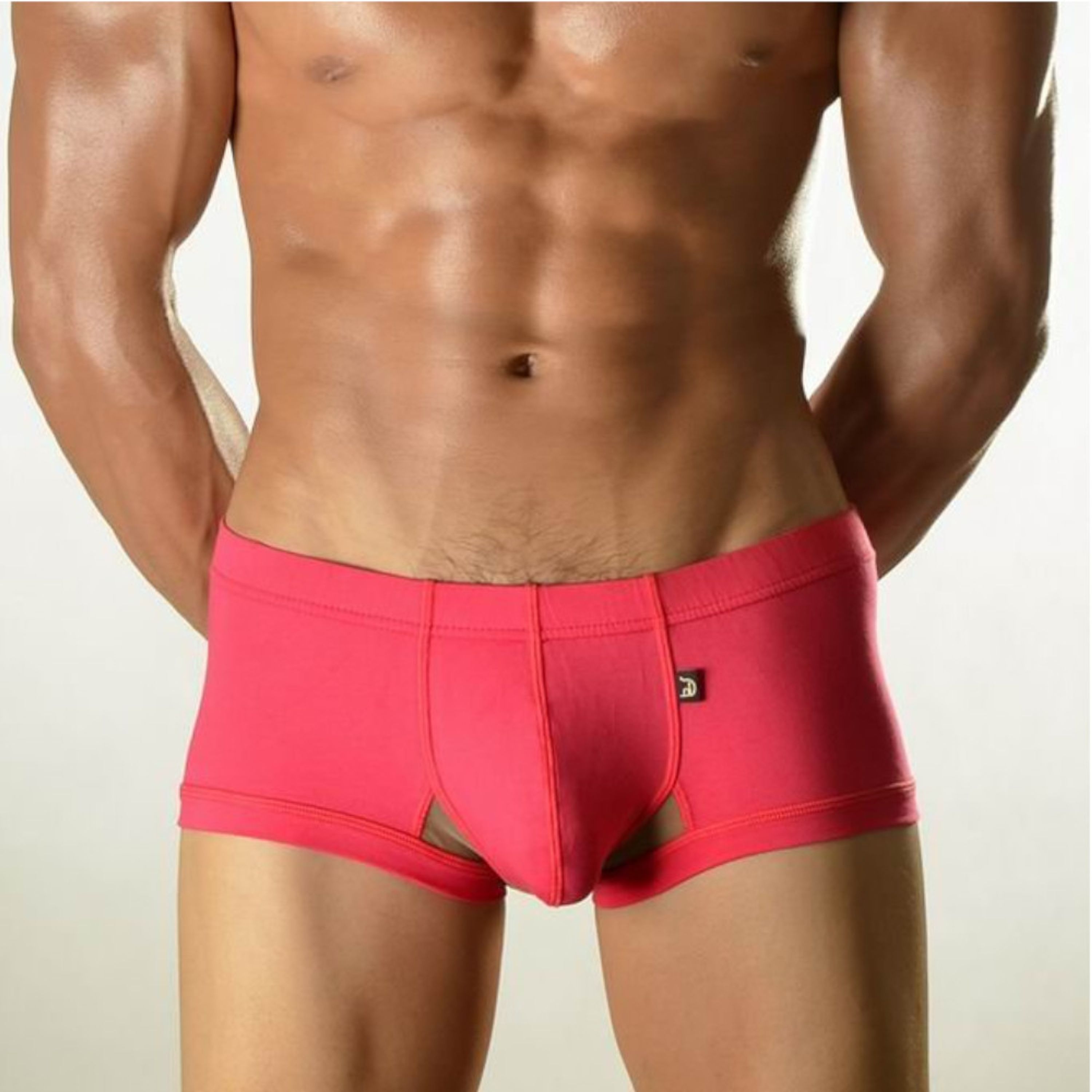 Мужские трусы хипсы фуксия с бежевой сеткой DOOP Pink&Beige Net Trunk фото 1