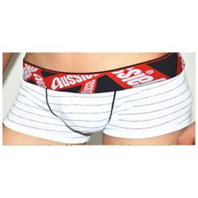 Фото Мужские трусы хипсы белые Aussiebum Comfort White Boxer черно-красная резинка
