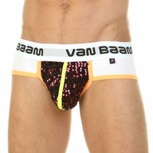 Фото Мужские трусы брифы белые с красными пайетками Van Baam VB0209