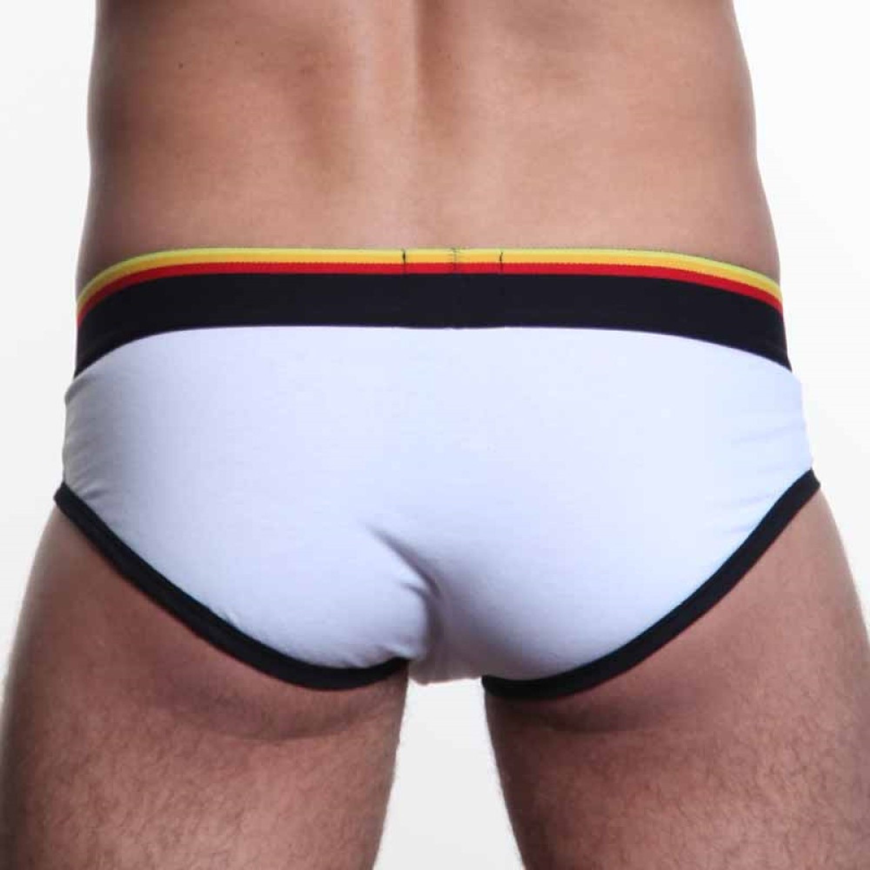 Мужские трусы слипы белые с (желто-красной) резинкой Aussiebum Fire Brief AB2074-2 фото 4