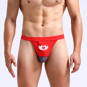 Фото Мужские трусы стринги красные с кармашком Romeo Rossi RR1048-8