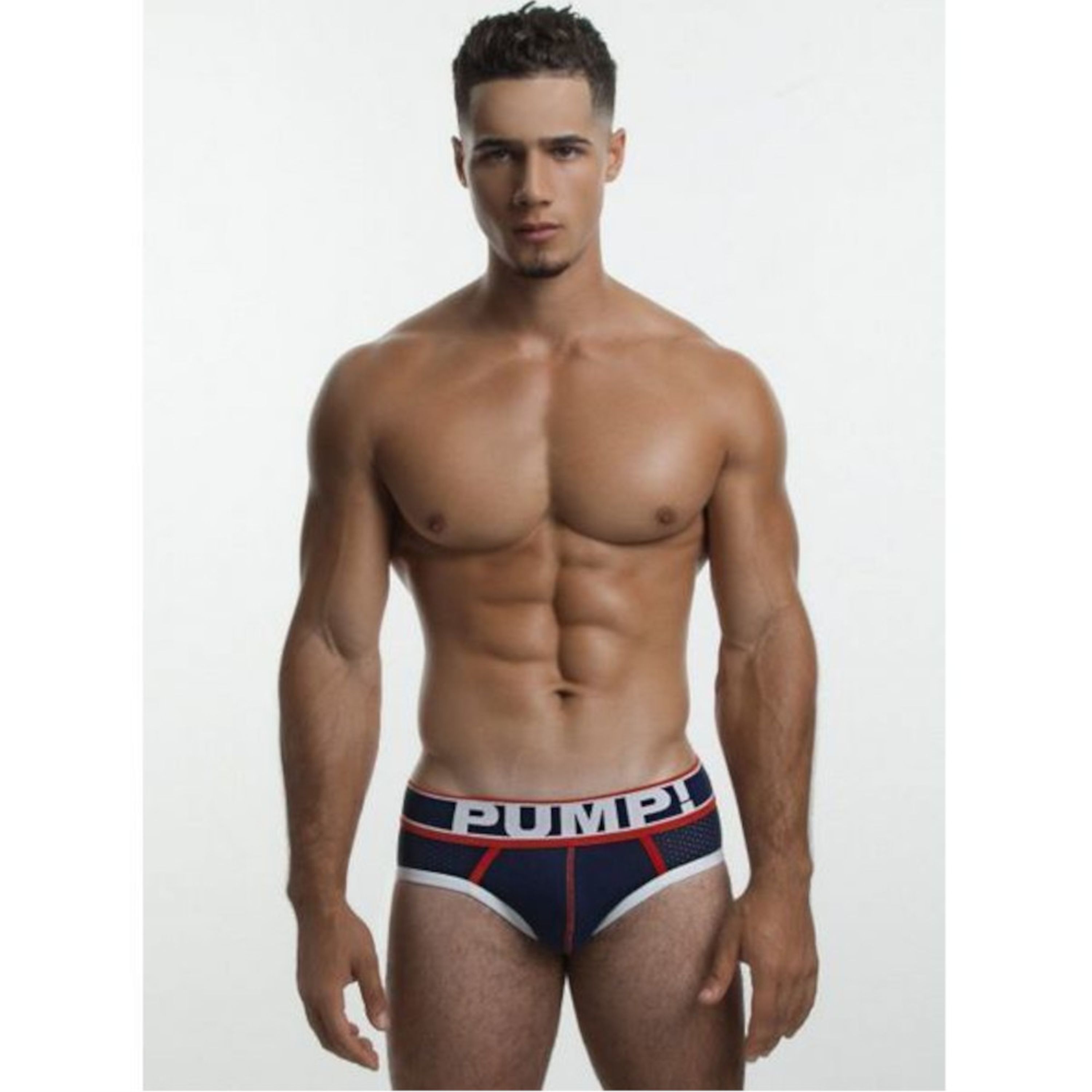 Мужские трусы брифы в сетку темно-синие с красной полосой PUMP! H389-168 фото 1