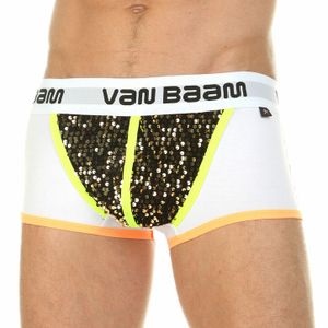 Фото Мужские трусы боксеры белые с золотистыми пайетками Van Baam VB0107