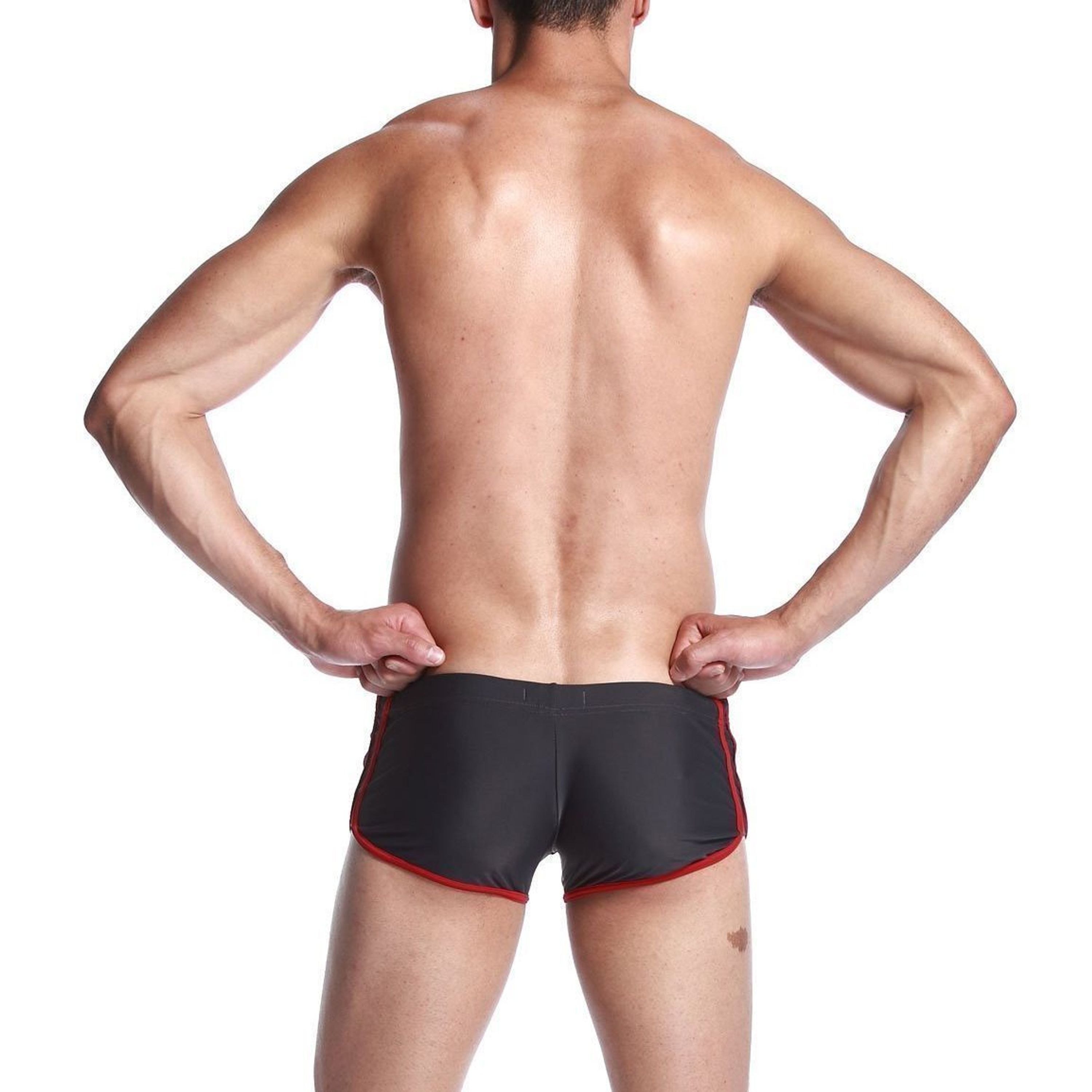 Мужские плавки боксеры темно-серые с красной окантовкой Seobean Surf Swim Boxers фото 3