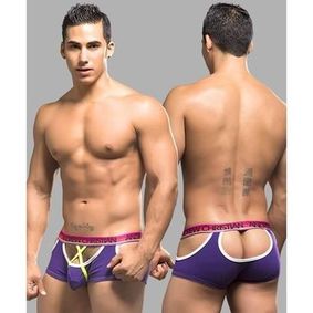 Фото Мужские трусы хипсы с вырезом фиолетовые Andrew Christian  AC9770