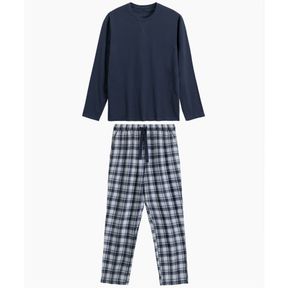 Фото Пижама мужская темно-синяя с штанами в клетку ATLANTIC Flannel Check NMP-393