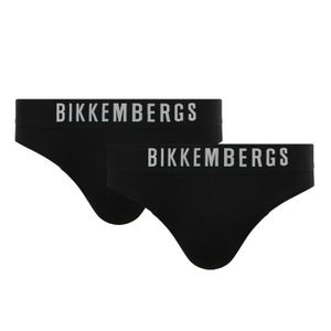 Фото Мужские трусы брифы черные набор 2 в 1 Bikkembergs ELEGANCE BKK1USP10BI/2