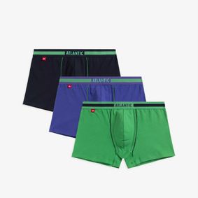 Фото Мужские трусы боксеры (темно-синий + зеленый + фиолетовый) набор 3 в1 ATLANTIC Contrast 3MH-181
