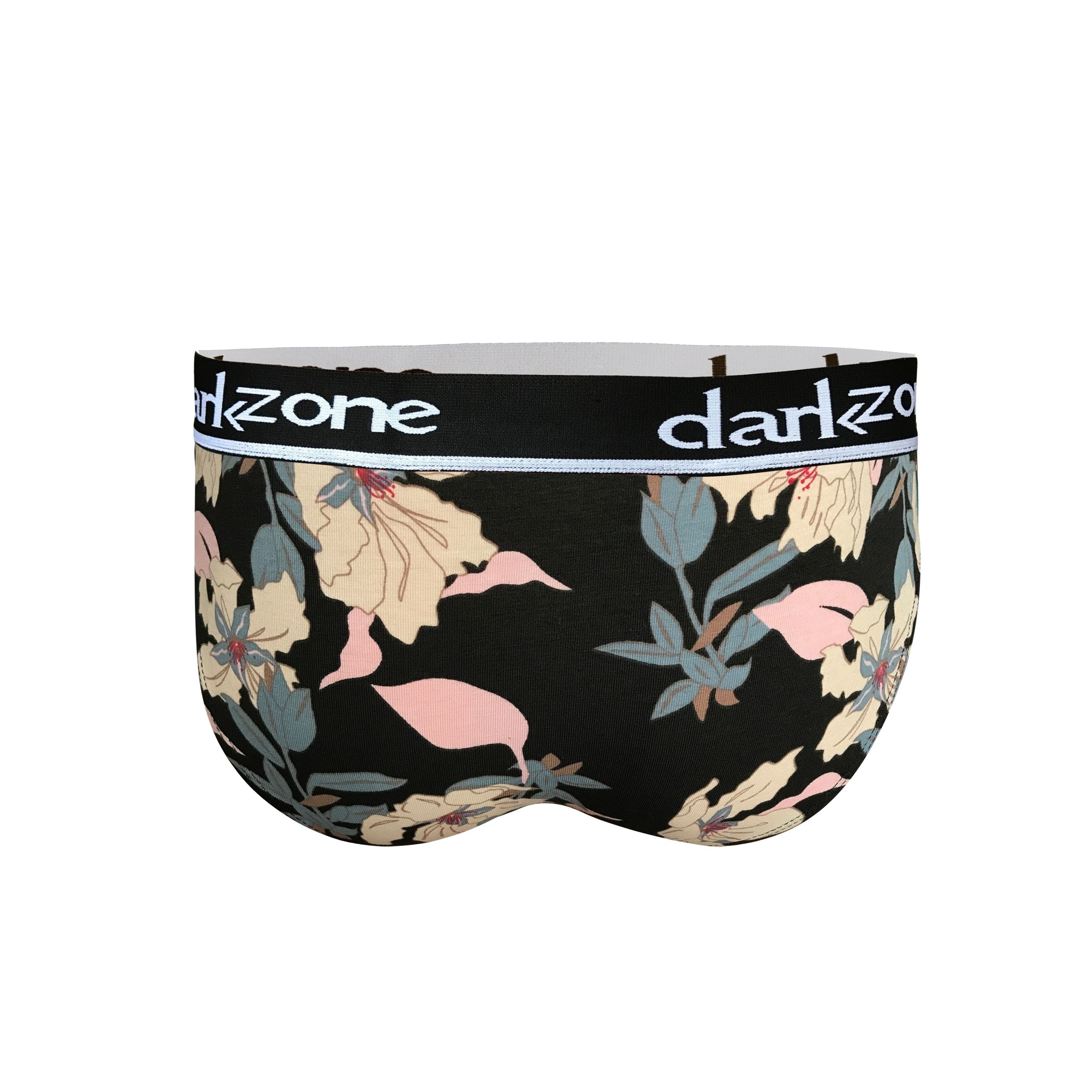 Мужские трусы брифы черные с цветочным принтом DARKZONE DZN6390 фото 2