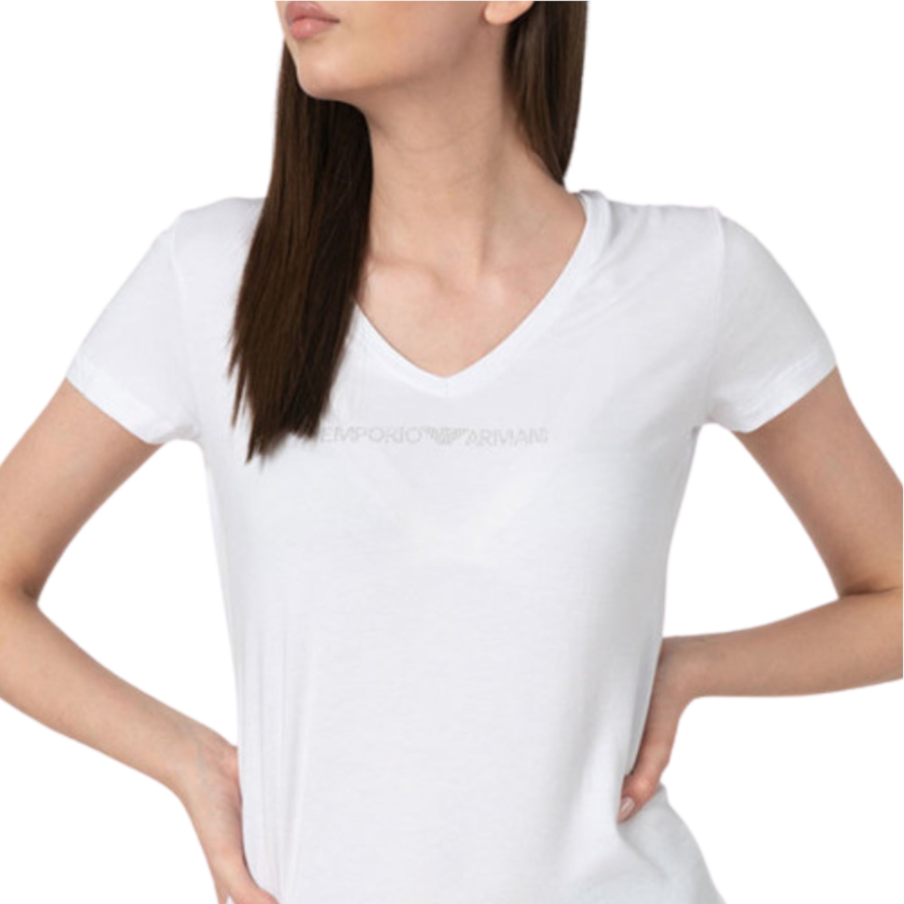 Женская футболка белая V NECK Emporio Armani 164407_CC318 00010 фото 3