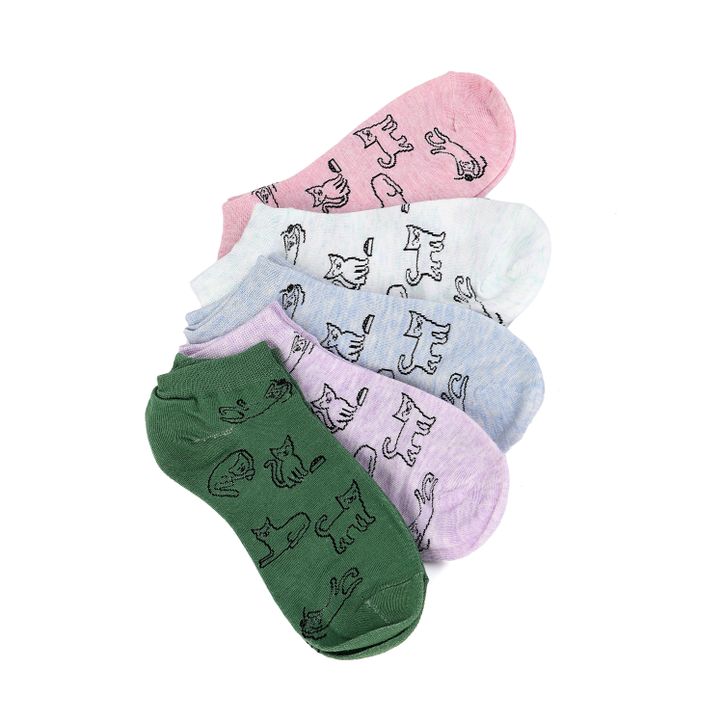 Набор укороченных носков с принтом "кошки" (5 пар) Hobby Line Нжу511 