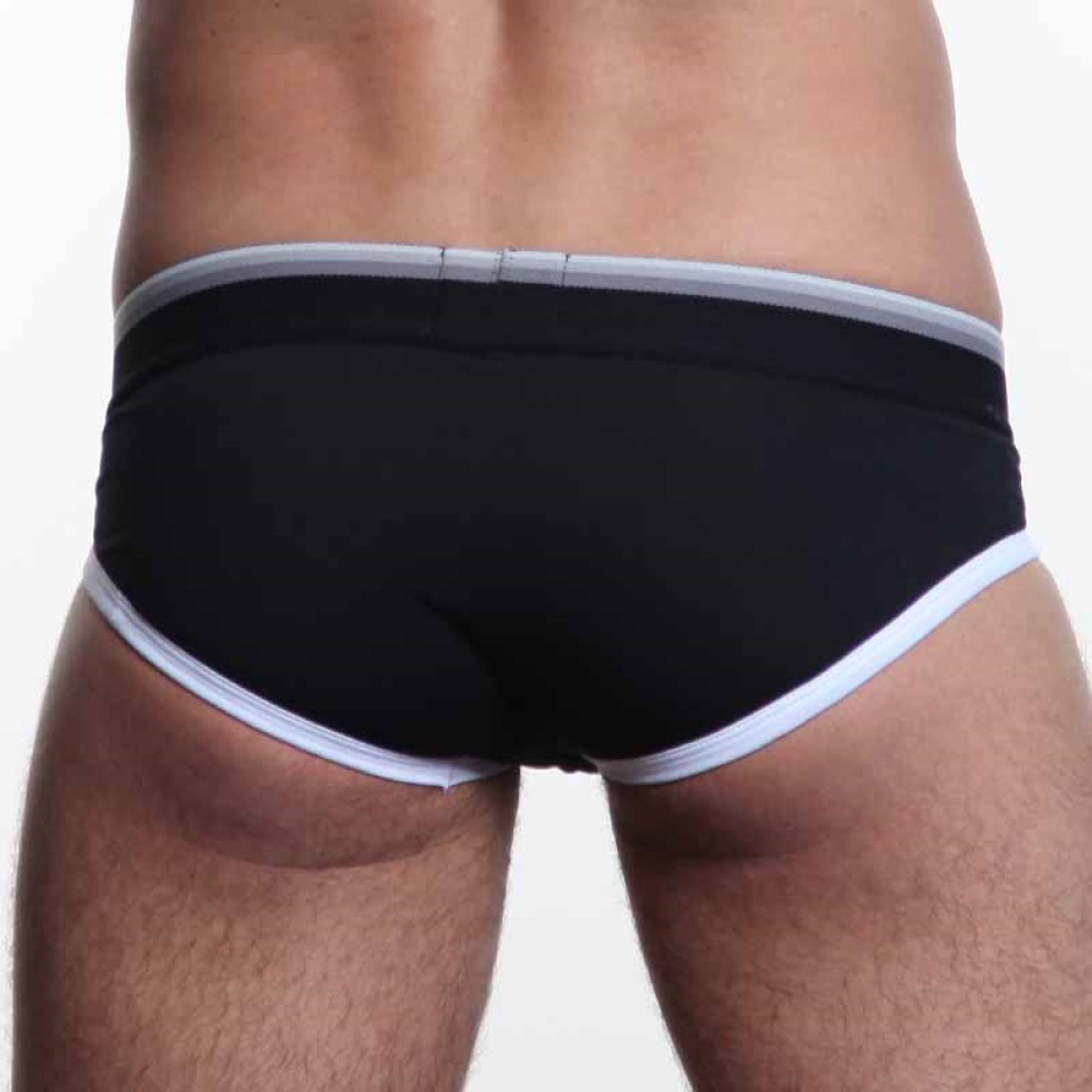 Мужские трусы слипы черные с цветной (черно-серой) резинкой Aussiebum Fire Brief AB2074-6 фото 4