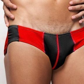 Фото Мужские трусы слипы красно-черные GMW Red and Black Brief