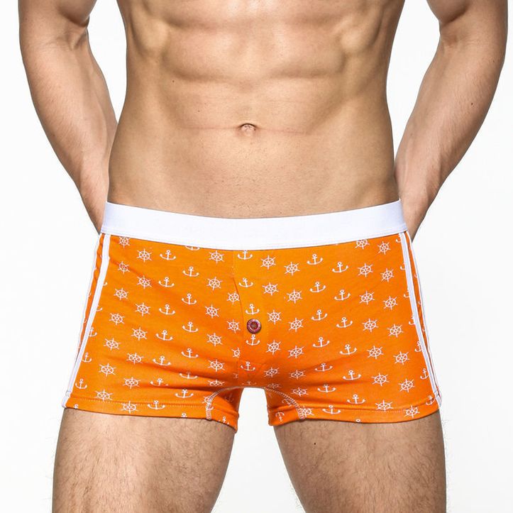Мужские трусы-шорты оранжевые с морским принтом Superbody Orange Shorts 