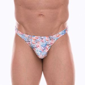 Фото Мужские трусы тонги с разноцветным принтом Don Moris DM072283