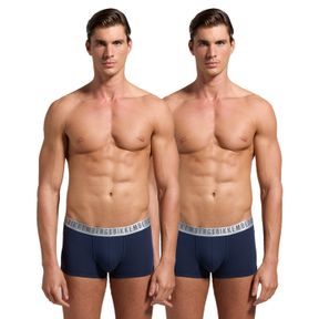 Фото Мужские трусы боксеры темно-синие набор 2в1 Bikkembergs SILVER BKK1UTR11BI