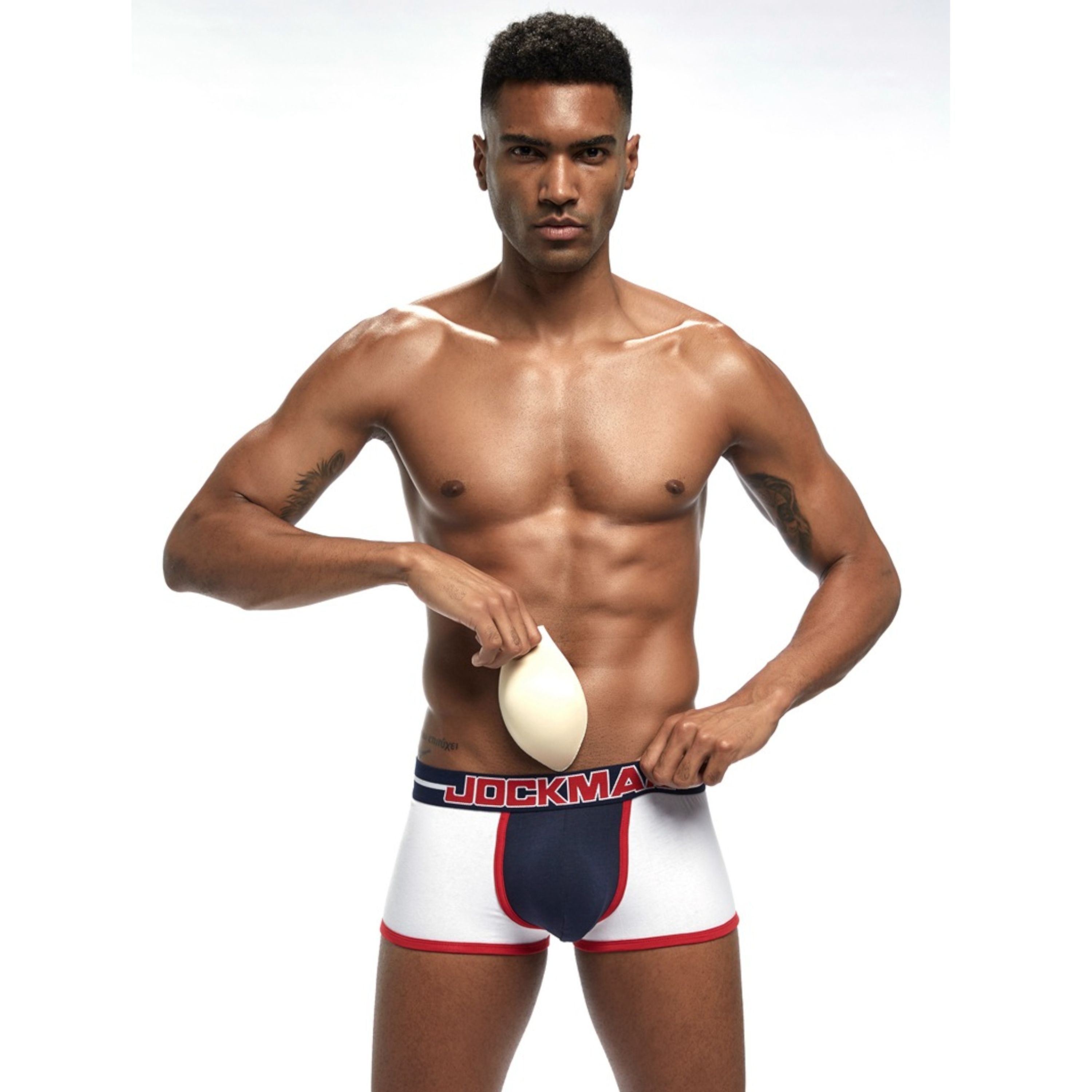 Мужские трусы боксеры белые с push up JOCKMAIL JM6038-1 фото 2