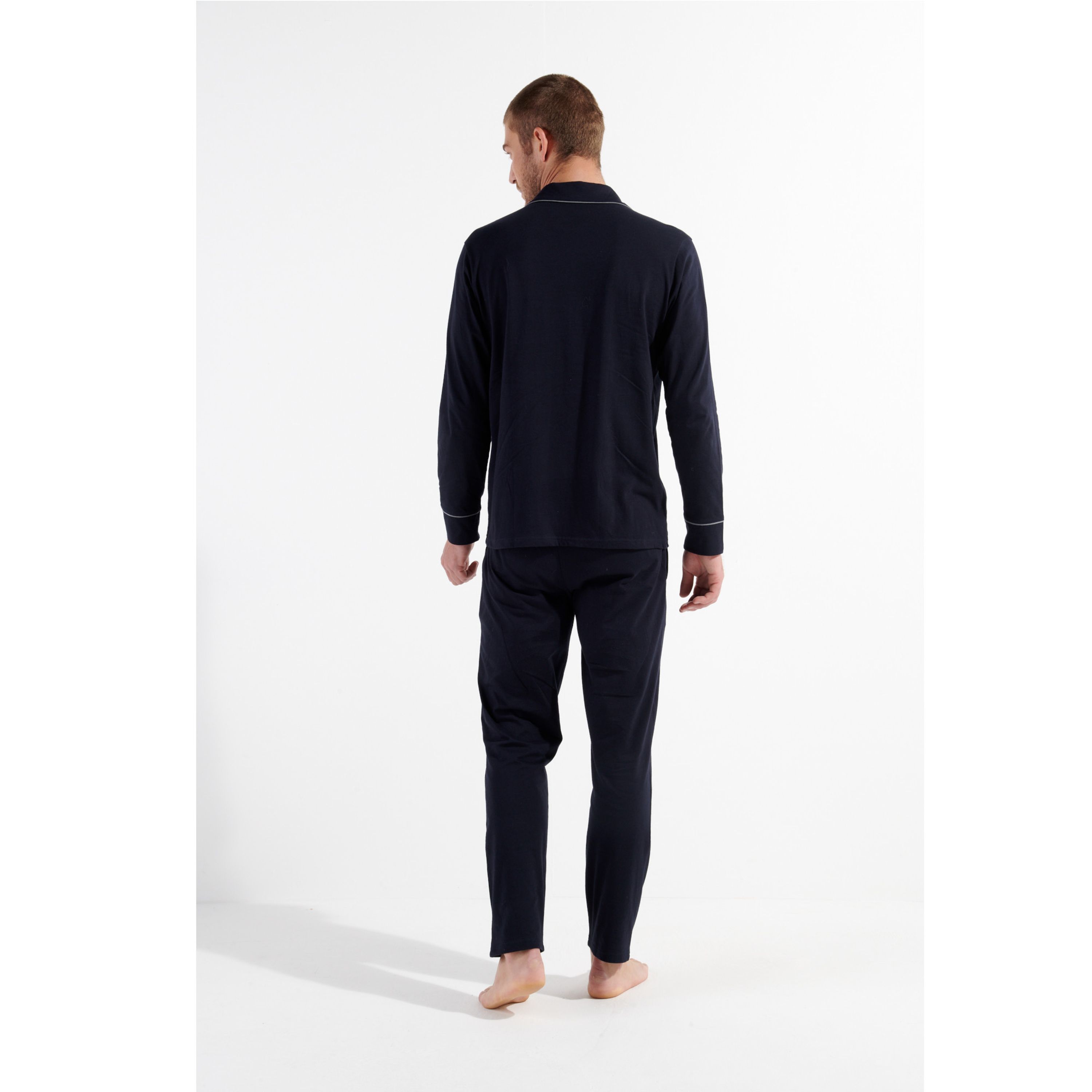 Мужская пижама темно-синяя с серой окантовкой HOM ALBERT Long Sleepwear 402802_4000RA фото 2