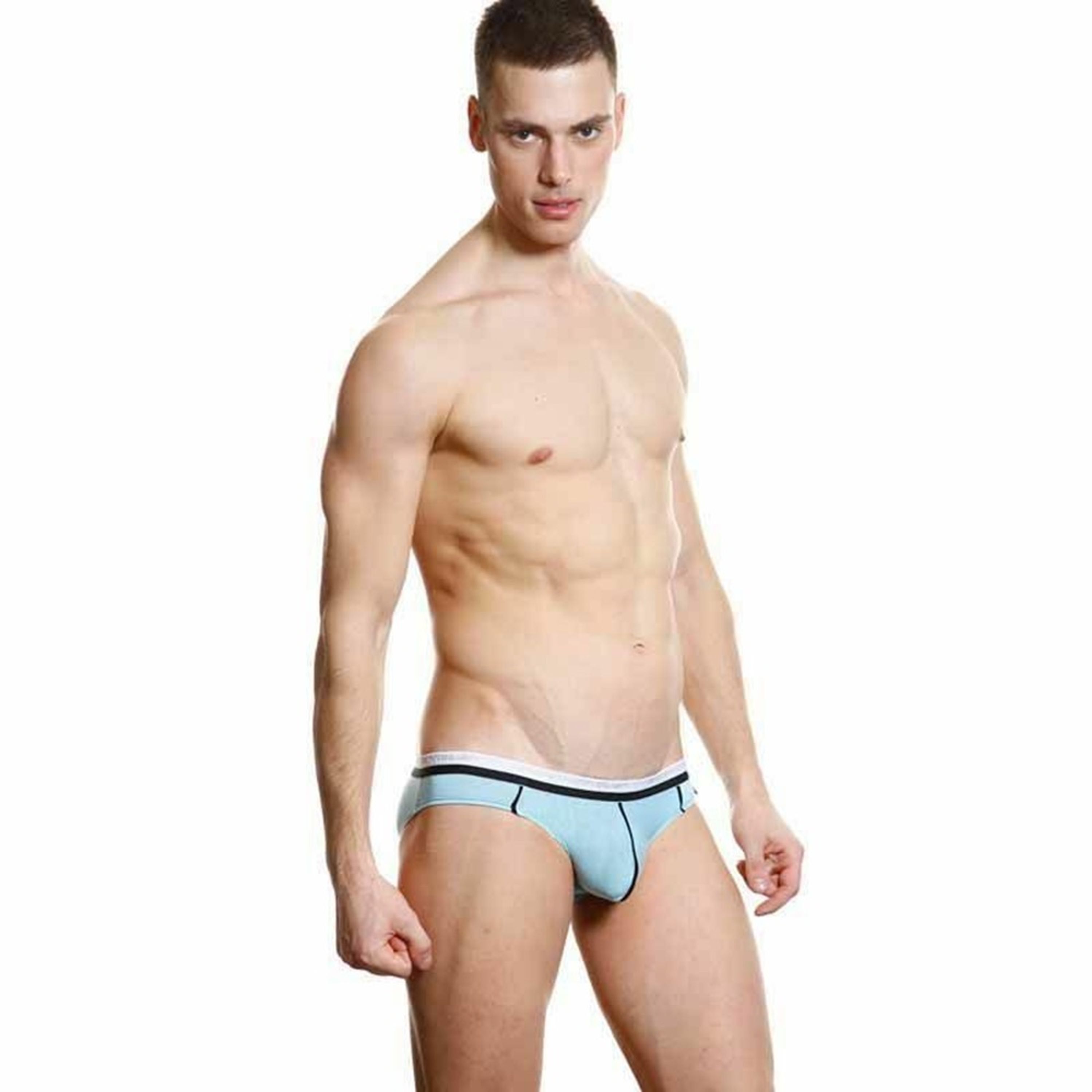 Мужские трусы слипы светло-голубые Andrew Christian V Slim Light Blu фото 1