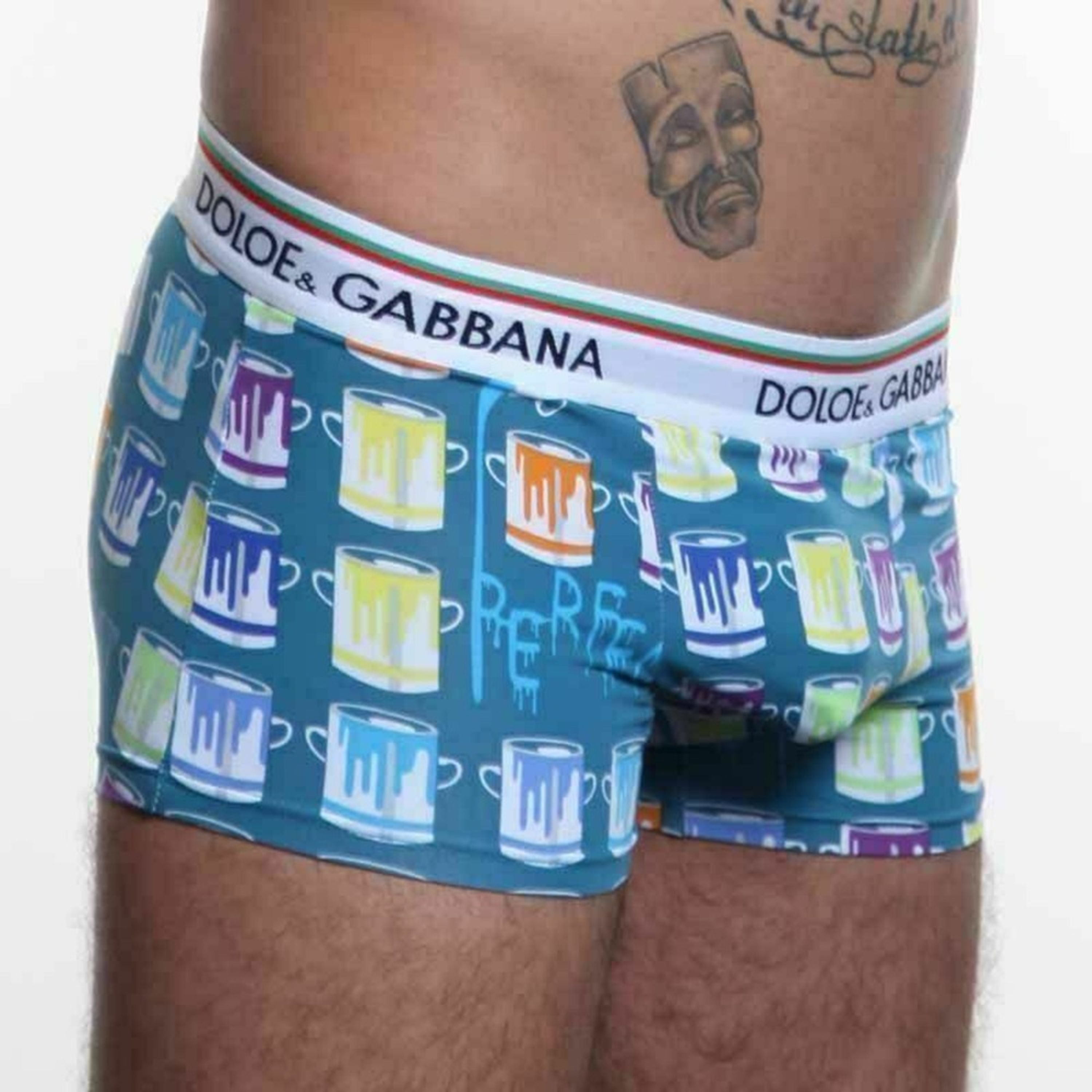 Мужские трусы боксеры голубые с рисунком "кружки" Doloe Gabbana Colorful Mugs Blue фото 3
