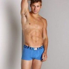 Фото  Мужские трусы боксеры синие с синими буквами Calvin Klein X Word Trunk Tempest Modal