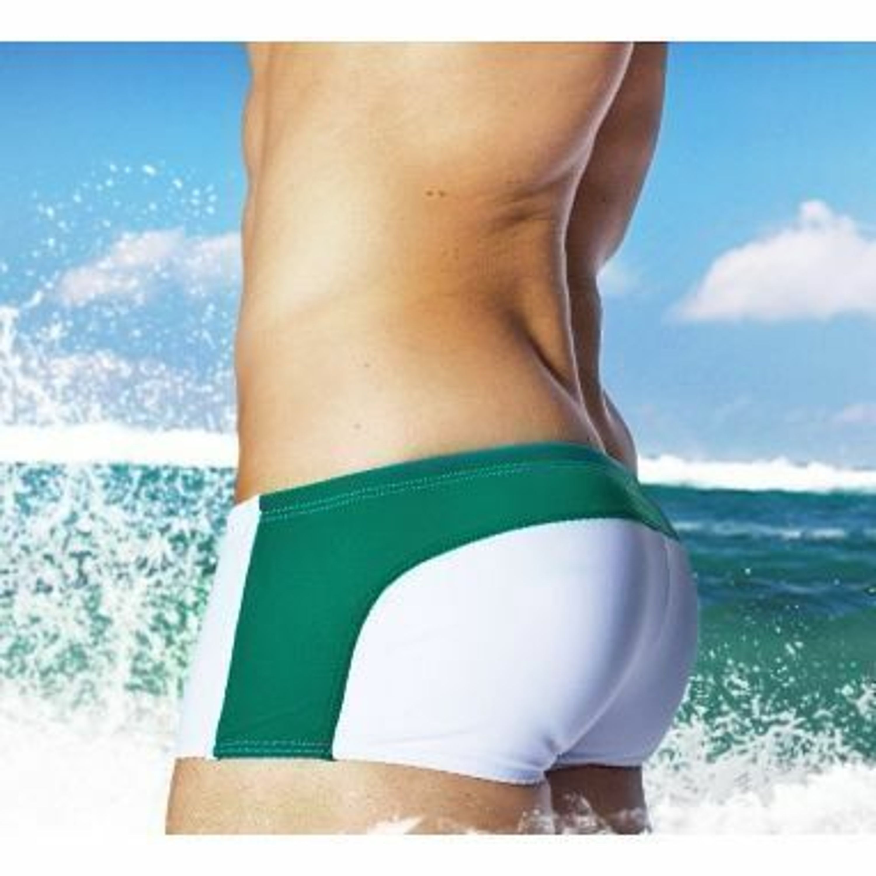 Мужские плавки хипсы бело-зеленые Aussiebum Handlebar Hip Tamarama фото 2
