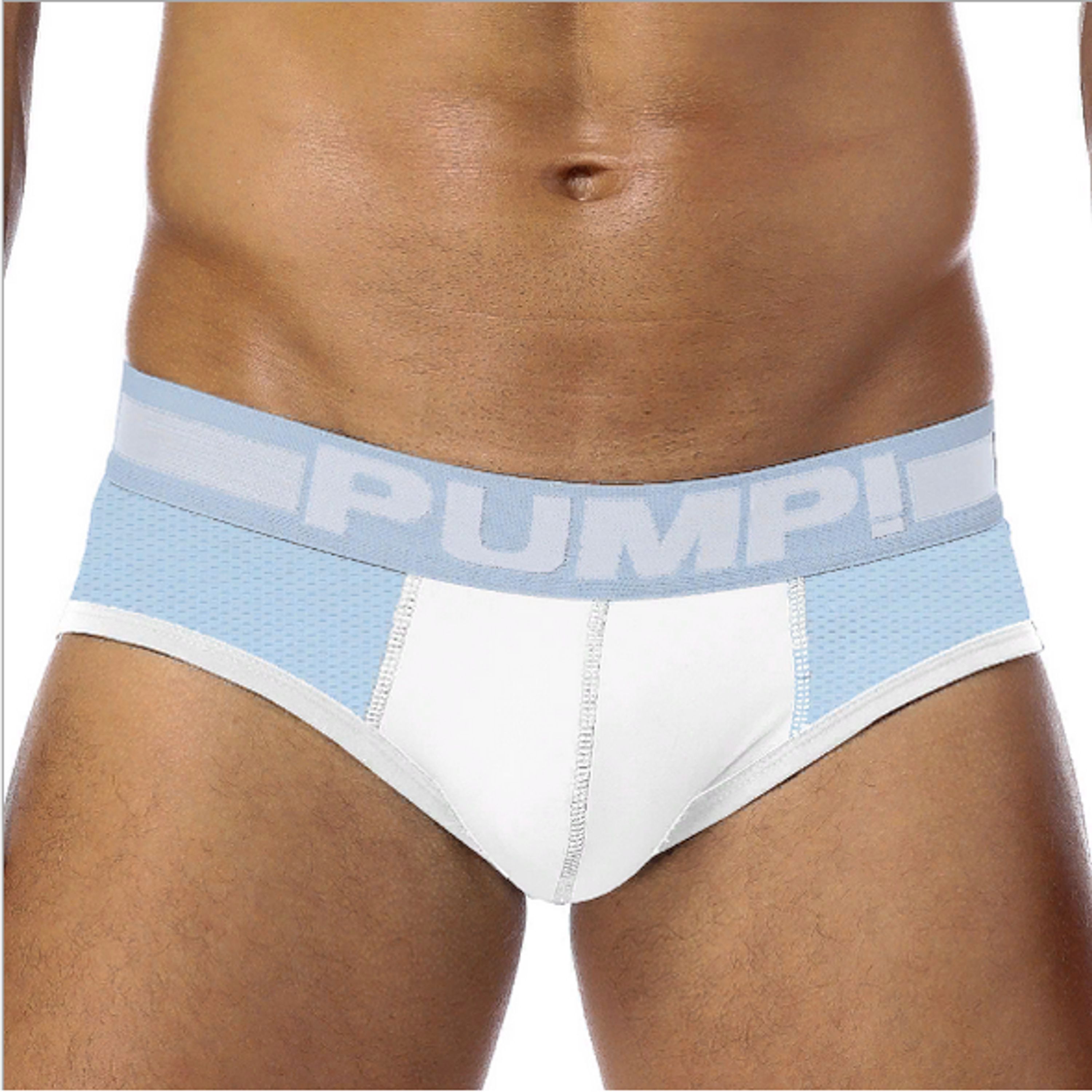 Мужские трусы брифы голубые с белой вставкой PUMP! H489-17 фото 1