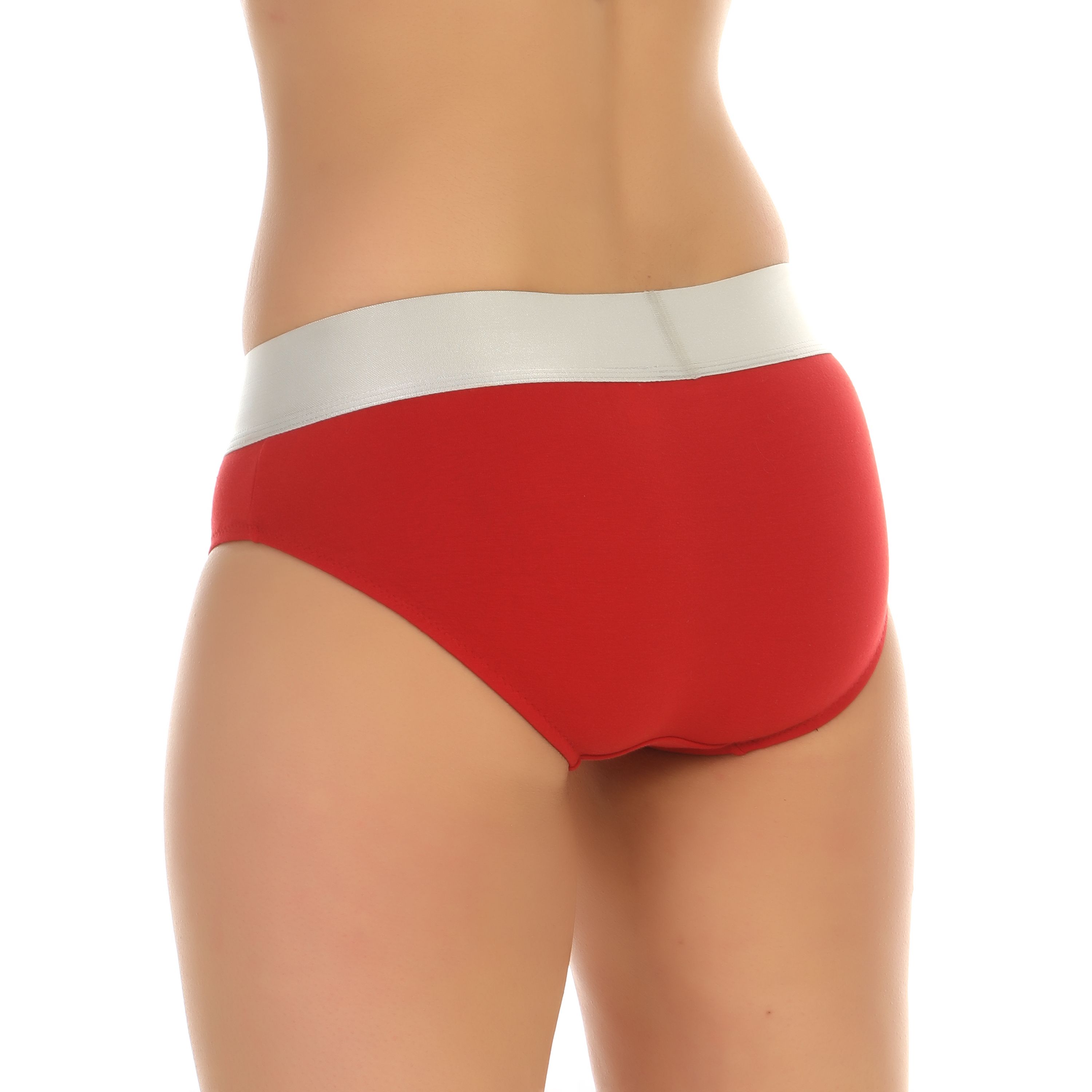Женские трусы слипы красные с белыми буквами Calvin Klein Women Steel Red фото 2