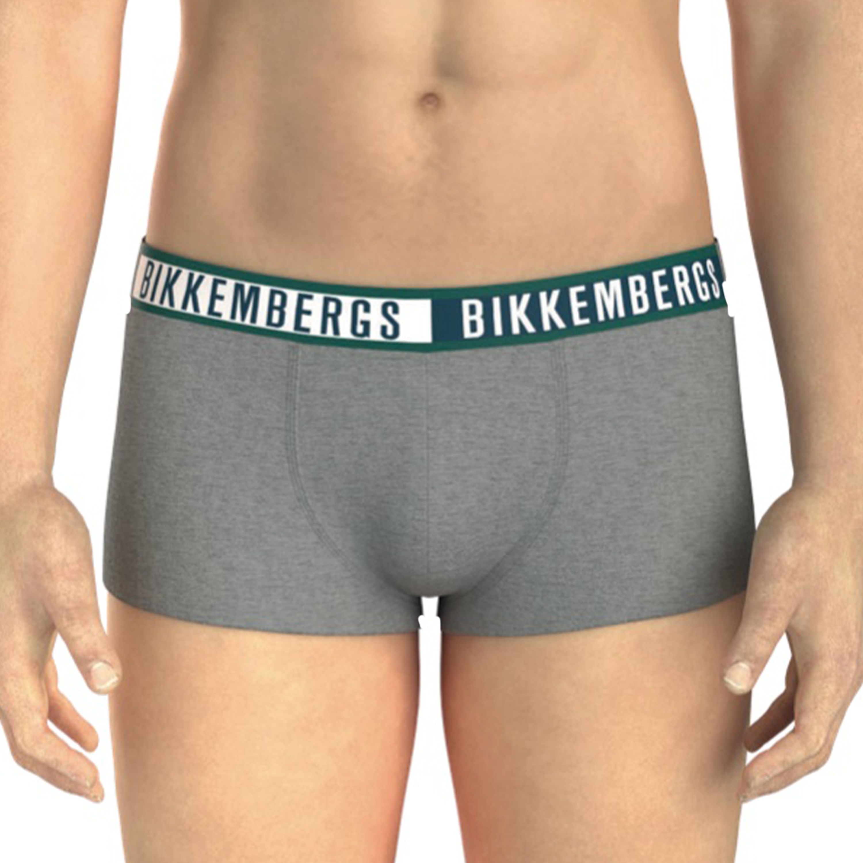 Мужские трусы боксеры серые набор 3в1 Bikkembergs TWICE BKK52UTR29TR фото 2