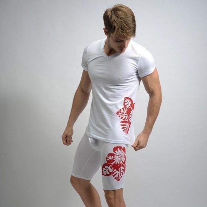 Мужская футболка белая с красным узором Shino White 