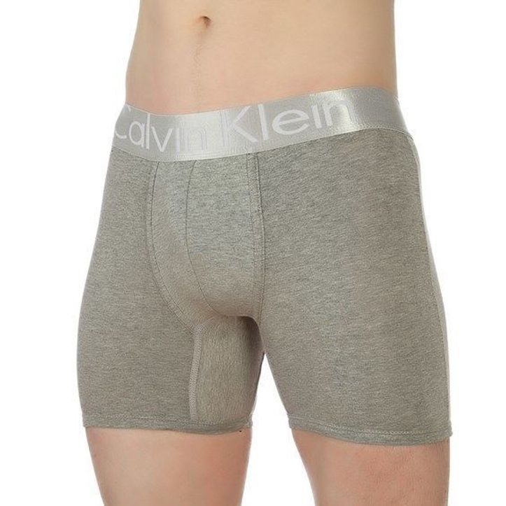 Мужские трусы боксеры удлиненные серые Calvin Klein Steel Boxer 