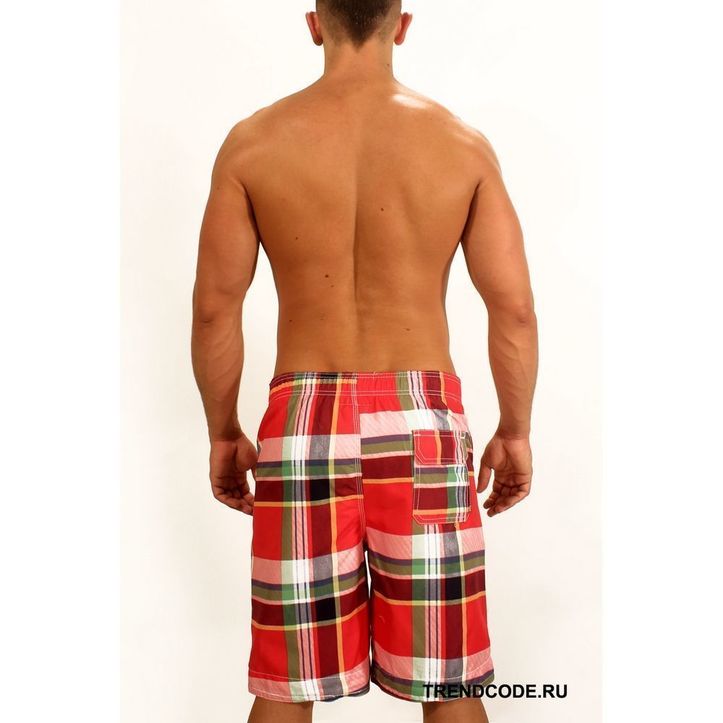 Мужские шорты пляжные клетчатые красные ABERCROMBIE&FITCH 52830 фото 3