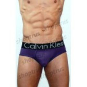 Фото Мужские трусы брифы Calvin Klein Brief фиолетовые с черной резинкой