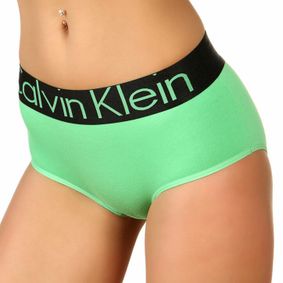 Фото Женские трусы хипсы зеленые с черной резинкой Calvin Klein Green Waistband Boxer
