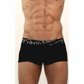 Фото Мужские трусы боксеры черные с черной косой резинкой Calvin Klein Black Waistband Italics Boxer CK05103