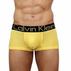 Фото Мужские трусы боксеры желтые с черной резинкой Calvin Klein Steel Yellow Black Waistband Boxer