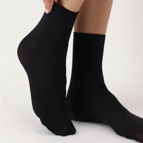 Фото Женские носки черные из микрофибры 2 пары OROBLU CALZINO TWIN MICROFIBRE OPAQUE, 60 ден VOBC01672NP