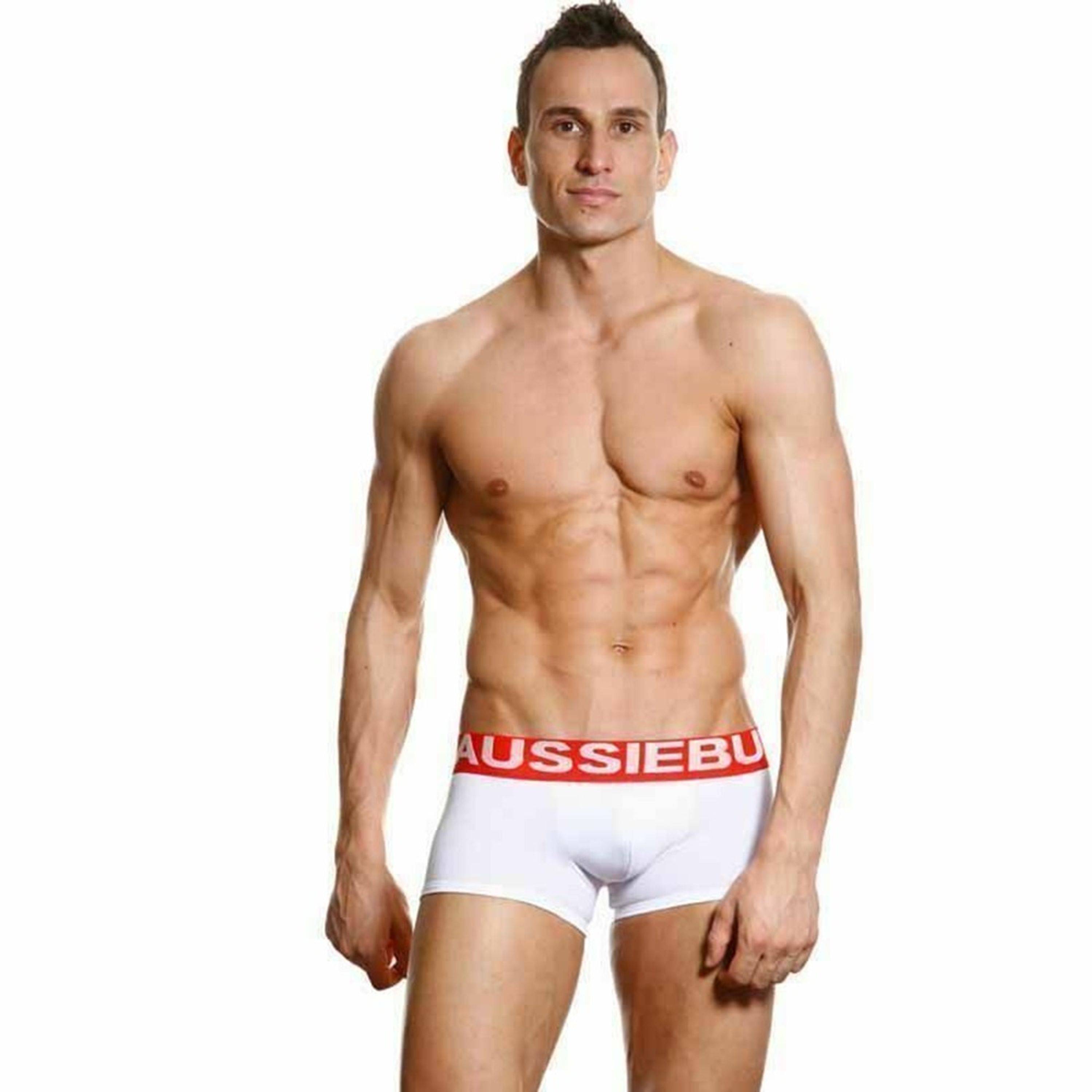Мужские трусы боксеры белые с красной резинкой Aussiebum Flame Burn Hipster AB00258 фото 1