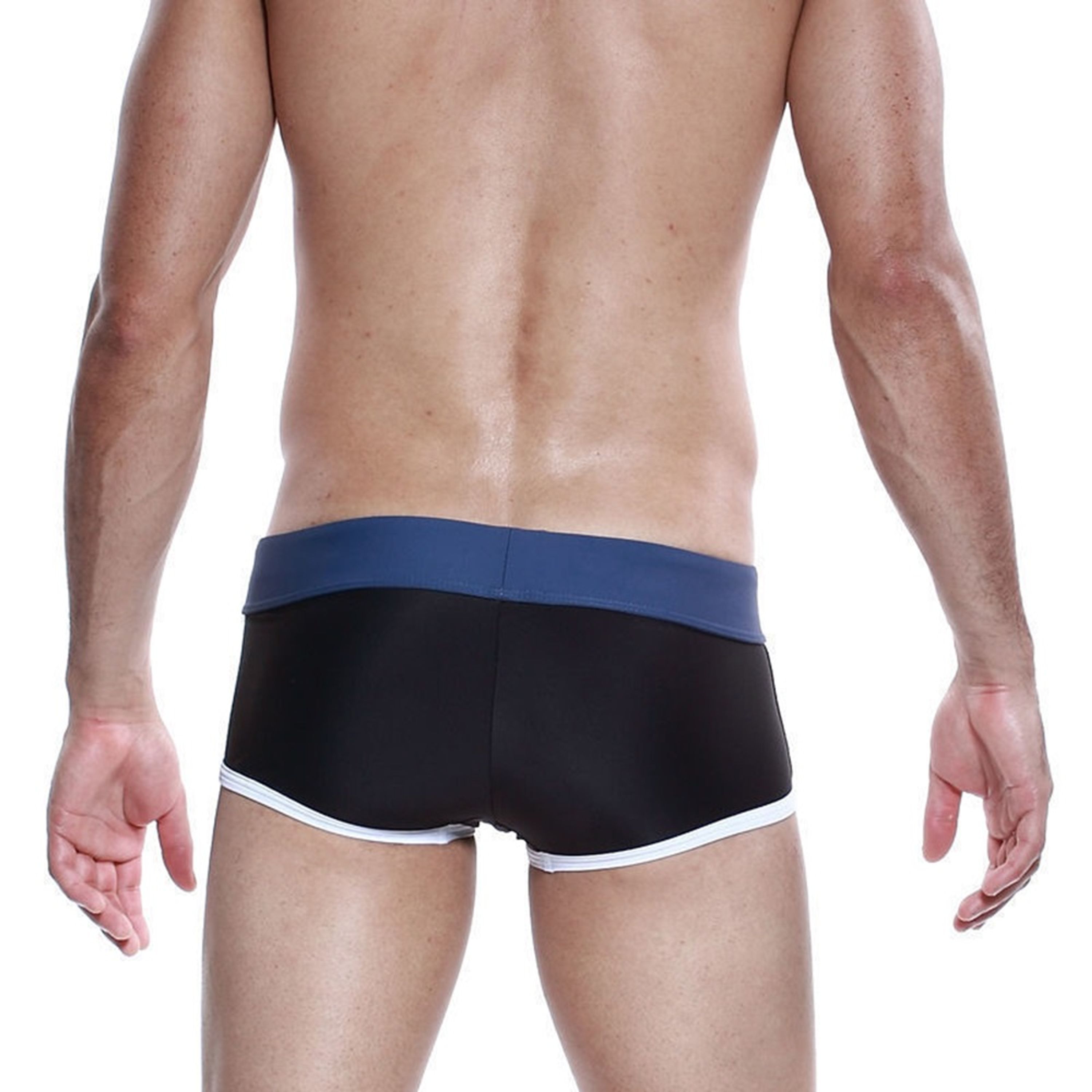 Мужские плавки хипсы черные с синим поясом Seobean Marine Hip Boxer фото 3