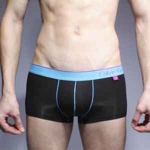Фото Мужские трусы хипсы черные с голубой резинкой CK One Boxer 