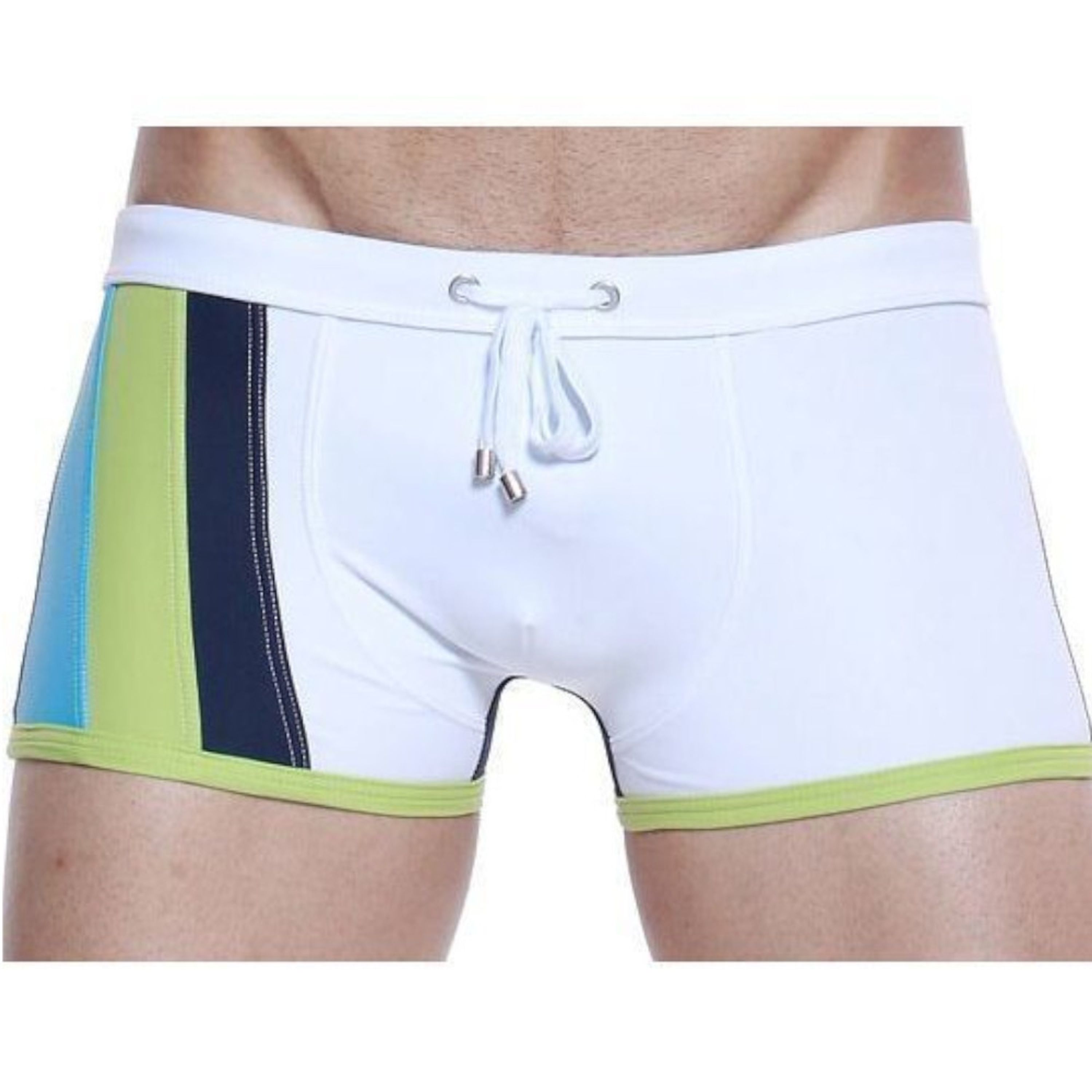 Мужские плавки боксеры белые с синим Seobean Surf Swim Boxers фото 1