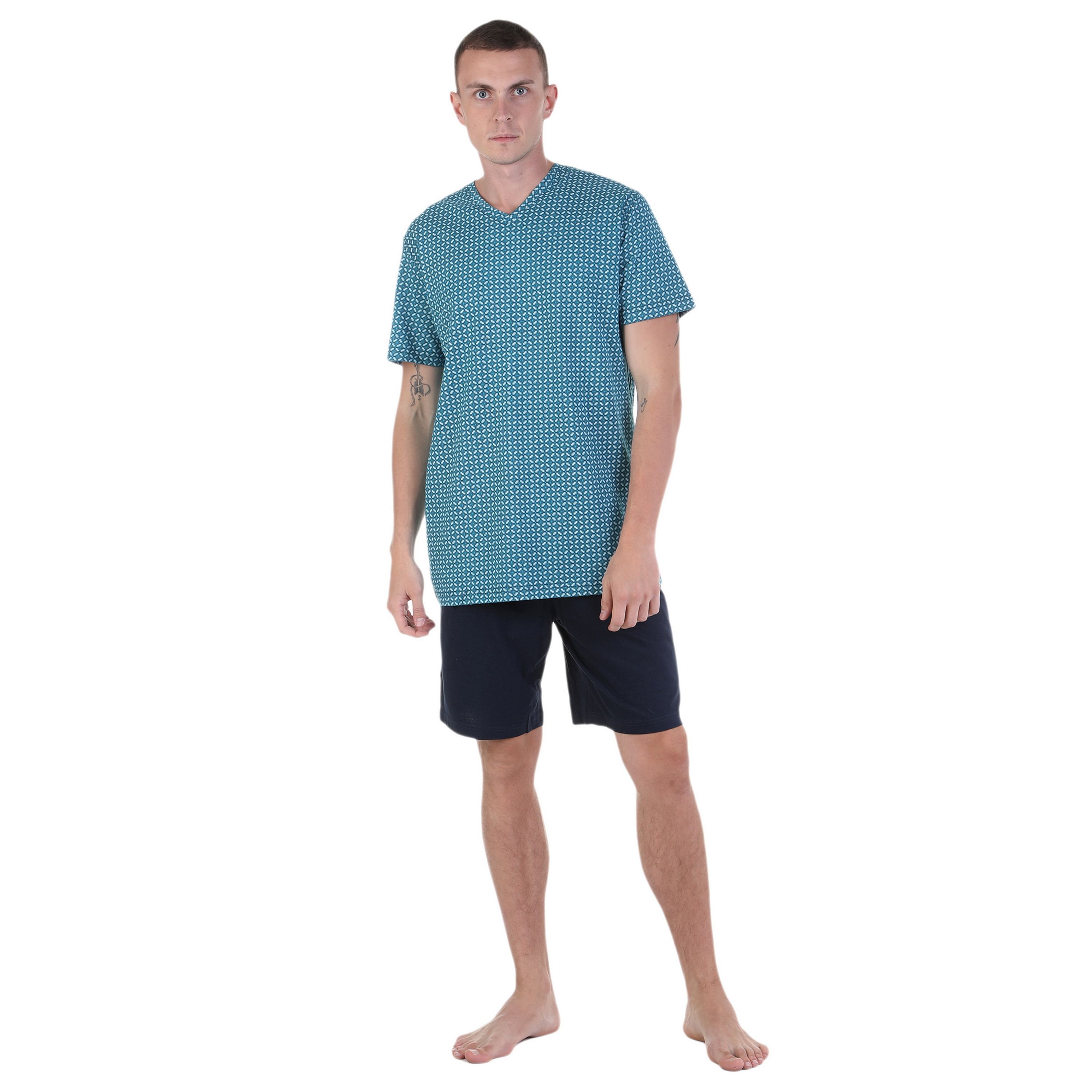 Мужская пижама V-neck синяя с шортами Bugatti 56025/4008 615 фото 1