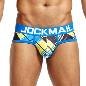 Фото Мужские трусы брифы синие с принтом JOCKMAIL JM2057-9