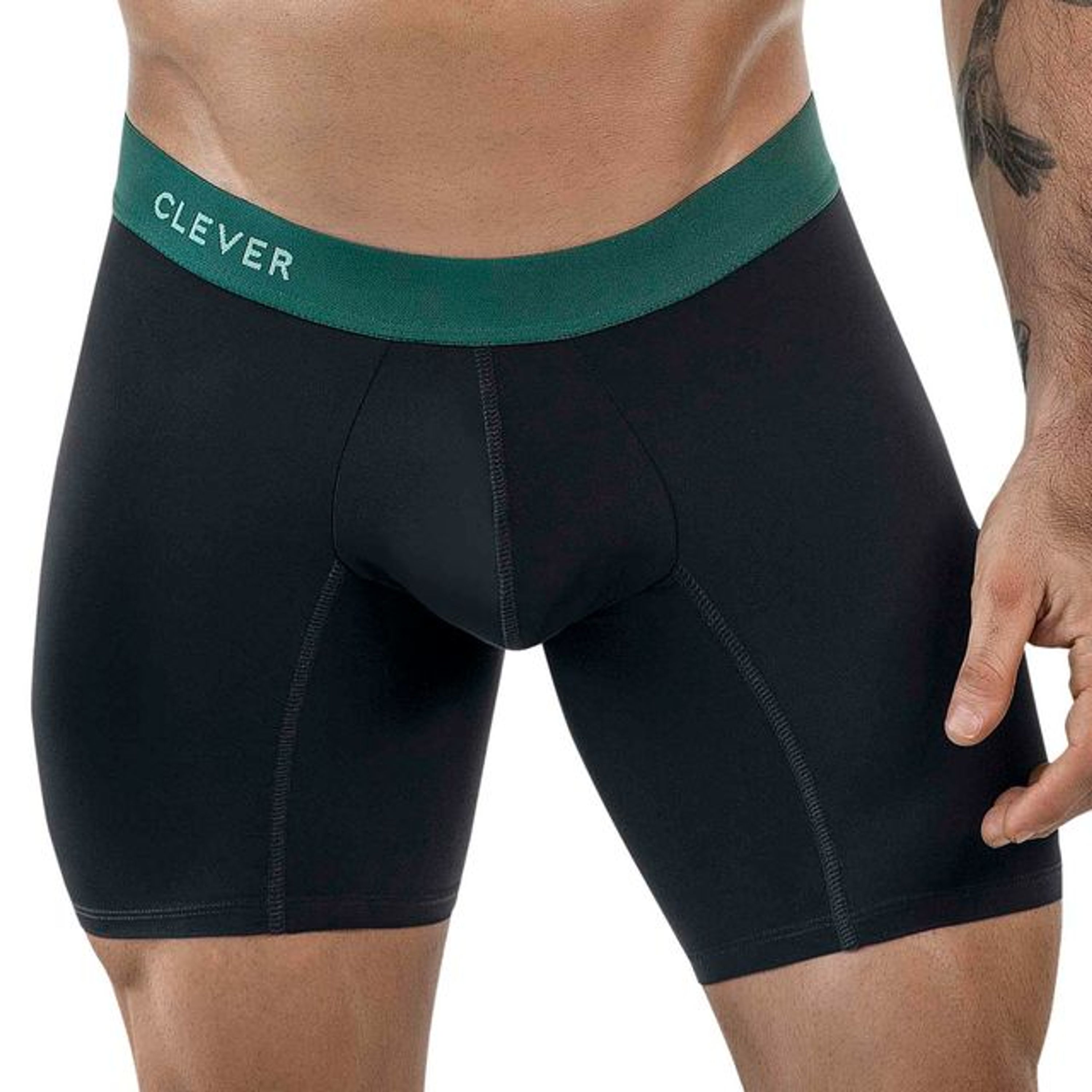 Мужские трусы боксеры черные удлиненные Clever Moda AUDAZ LONG BOXER 186811 фото 1