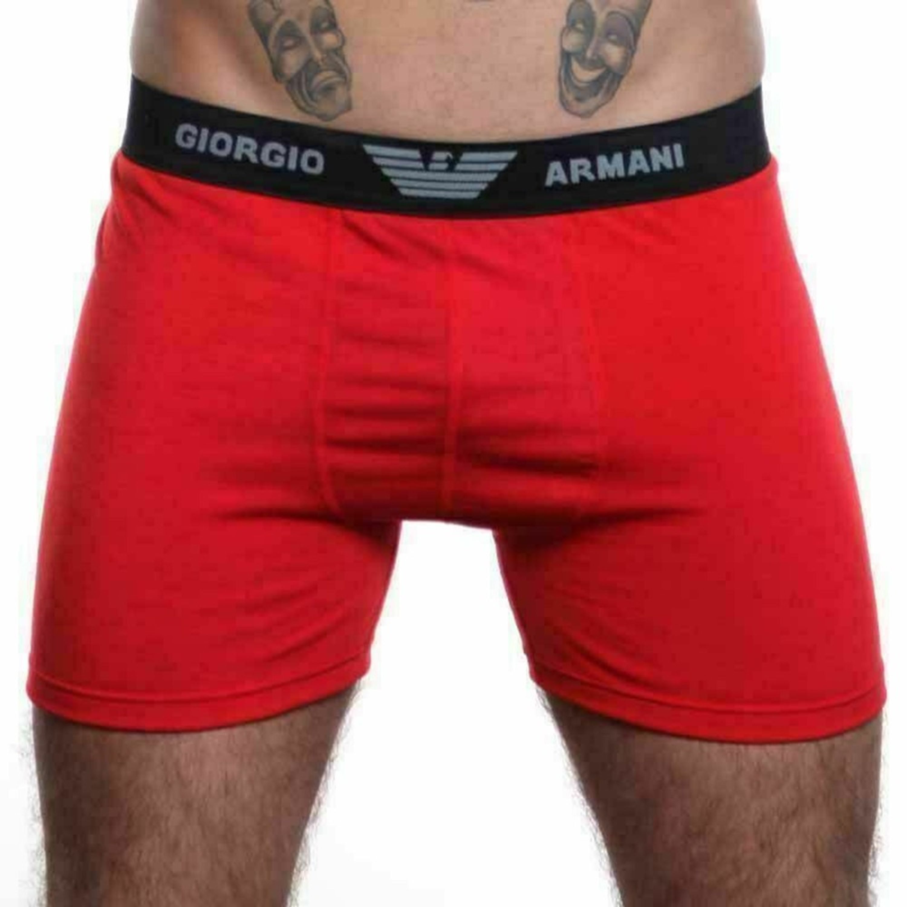 Мужские трусы боксеры удлиненные Emporio Armani красные фото 2